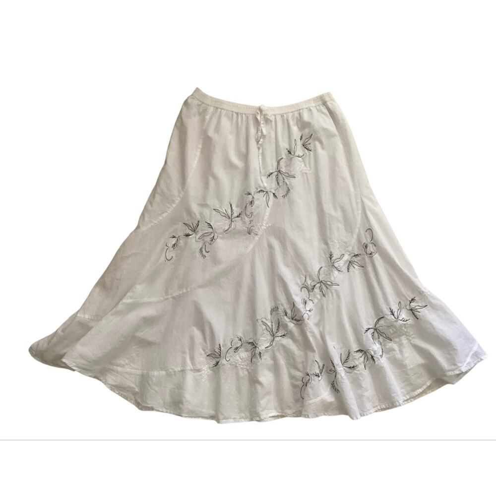Metro Wear peasant maxi skirt white floral embroidery Boho Fairy Cottagecore XL
